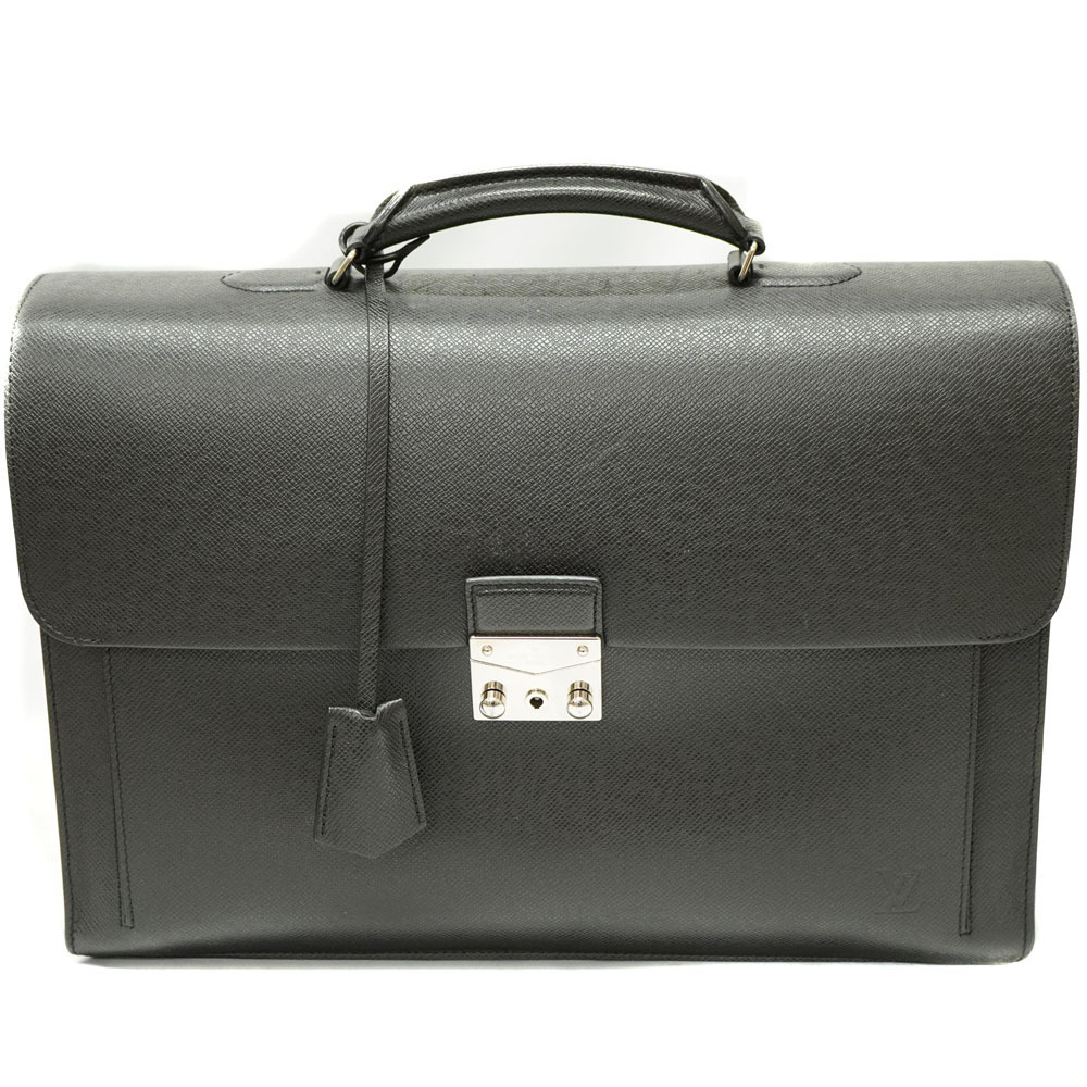 LOUIS VUITTON Associate Cartable Business Bag Taiga Leather Noir Black LV